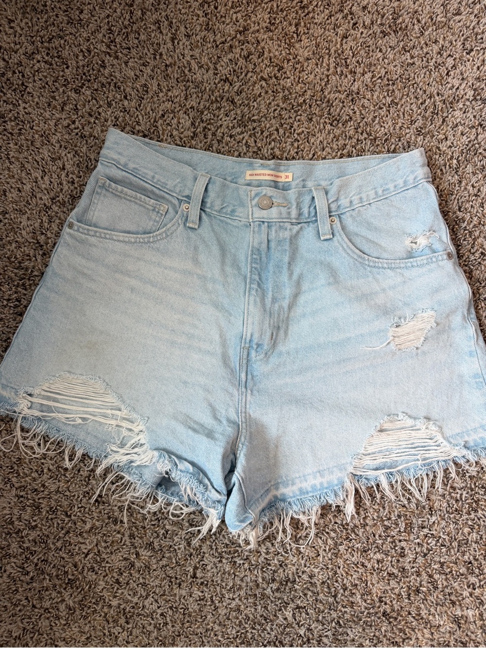 ⚡️Levi’s Light Blue Distressed High-Waisted Mom Shorts